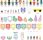 PicassoTiles Bloque de construcción magnético mega juego de 350 piezas de bloques de construcción de azulejos magnéticos con base de automóvil, figuras de personajes, marcadores, pizarra blanca, libro de ideas de más de 110 páginas incluido para