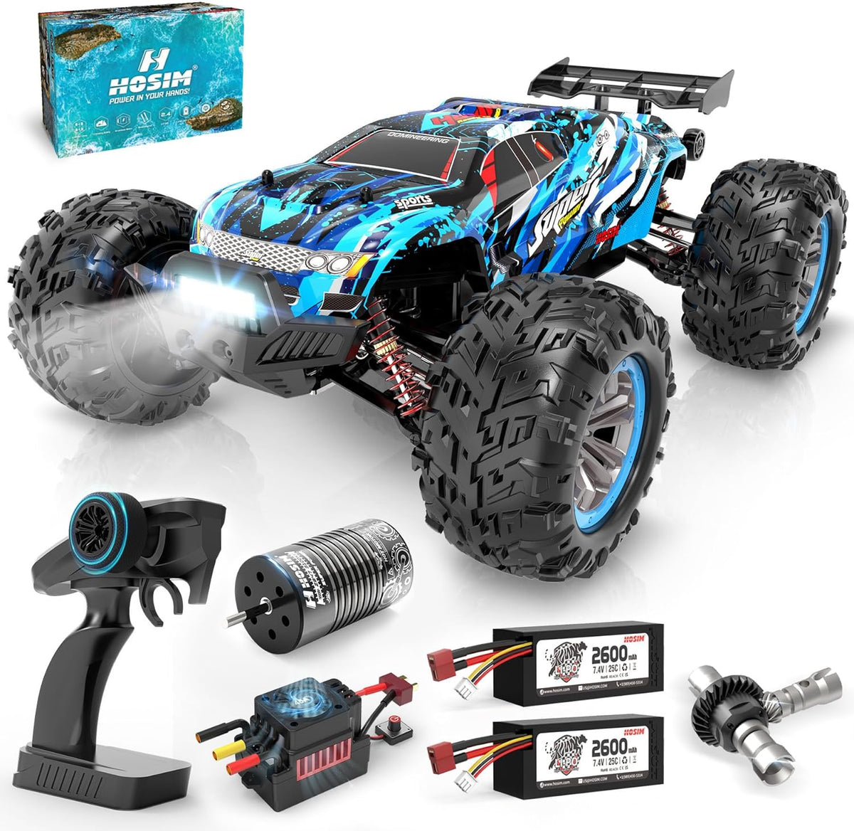 Hosim - Coches RC sin escobillas, 1:10 68+ km/h de alta velocidad