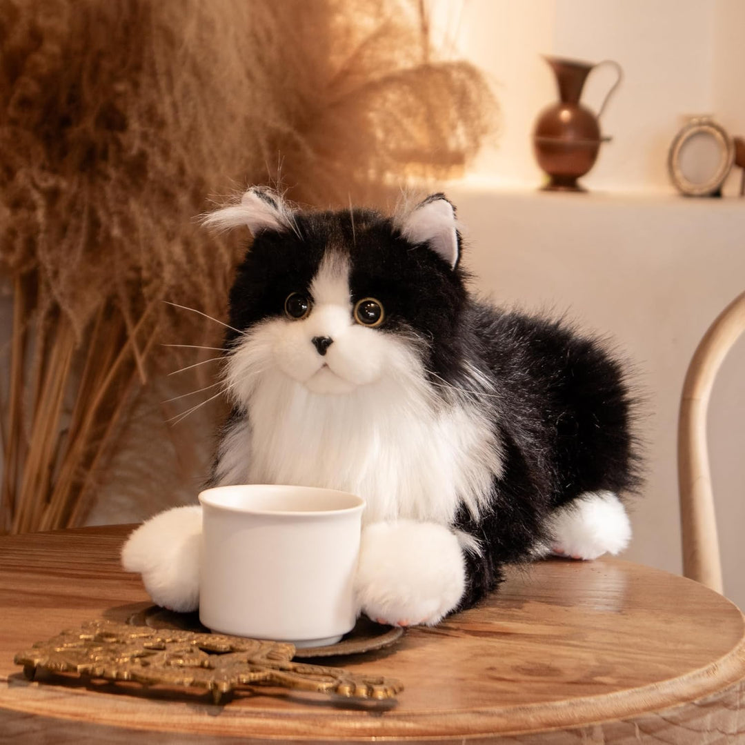 Chongker Animales de peluche hechos a mano con forma de gato realis...