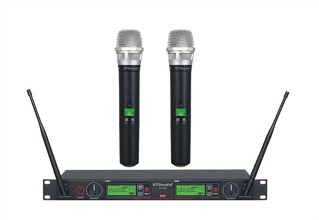 Sistema de micrófono inalámbrico GTDaudio 2x800 canales UHF True Di...