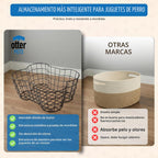 Cesta de juguetes de metal para perros con forma de hueso, cubo