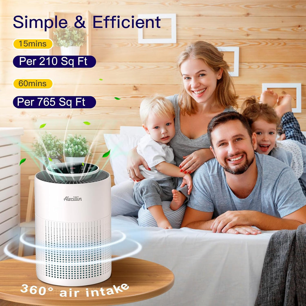 Paquete de 2 purificadores de aire para el hogar, dormitorio, con filtro de aire H13 True HEPA, eliminador de olores, elimina humo, polvo, polen, caspa de mascotas, luz nocturna para el hogar, sala de