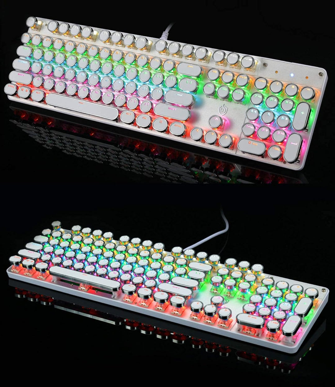 YSCP Teclado mecánico para juegos estilo máquina de escribir con re...