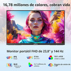 InnoView Monitor portátil grande de 23.8 pulgadas FHD 1080P 144Hz U...