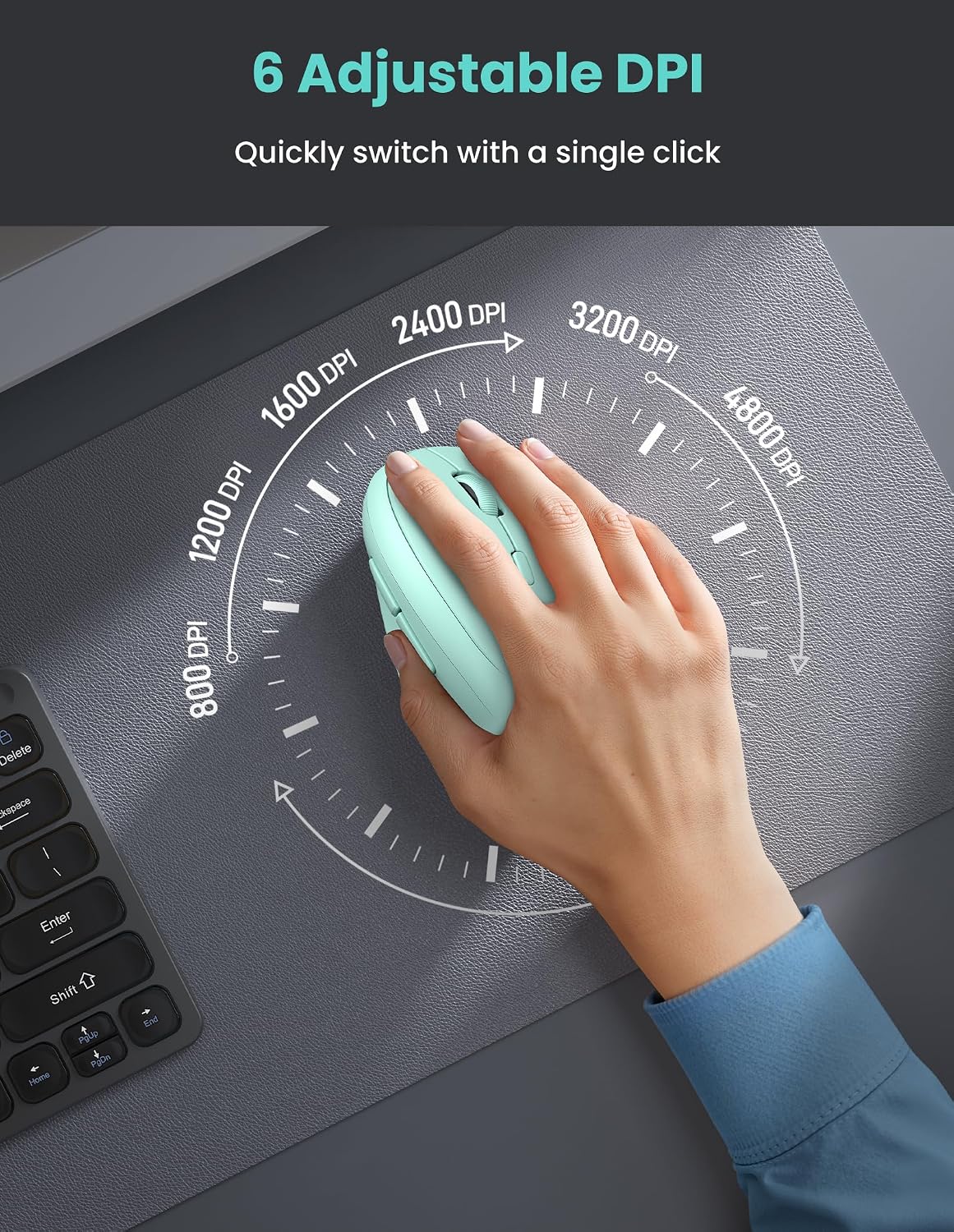 TECKNET Ratón Ergonómico, Ratón Inalámbrico Vertical Bluetooth, Bat...