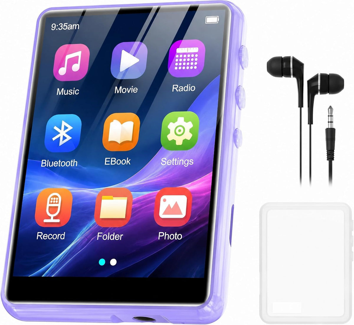 Reproductor MP3 con Bluetooth 5.4, ZAQE 64GB 2.4" Reproductor de Música HiFi Portátil con Radio FM/Altavoz HD/E-Book, Auriculares incluidos