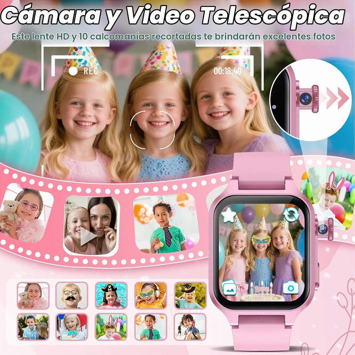 Relojes inteligentes para niñas de 3 a 12 años, juguetes de aprendizaje con 32 juegos, audiolibros, tarjetas de aprendizaje, cámara de video HD, pantalla táctil, música, podómetro, sistemas de aprendizaje, regalo de cumpleaños