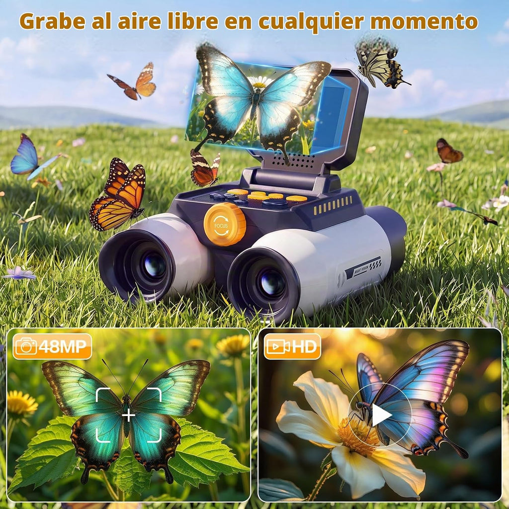 Binoculares de visión nocturna para niños, 48MP, pantalla de 2.4