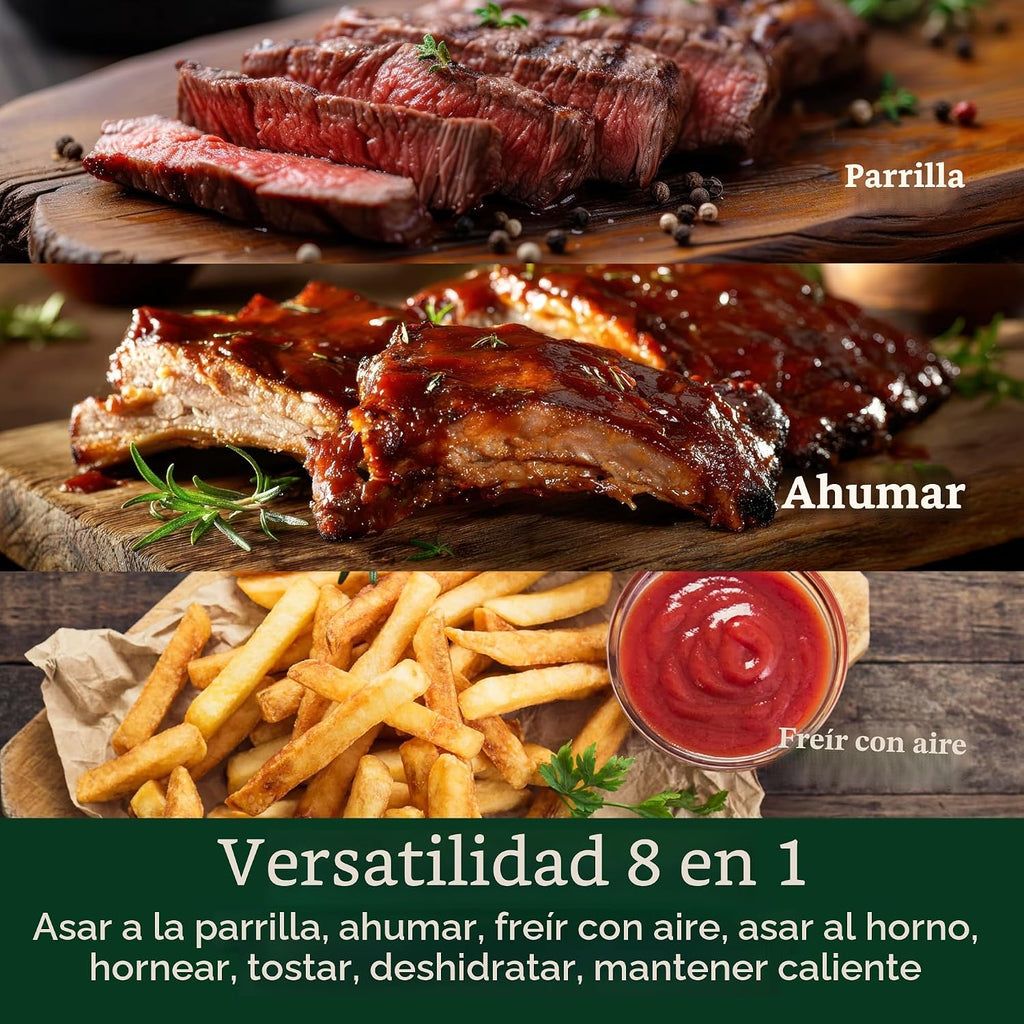 Cuisinart Parrilla eléctrica para exteriores, freidora de aire 8 en 1