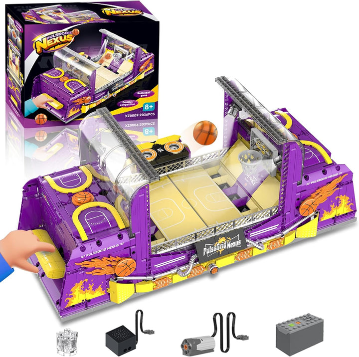 Juego de bloques de construcción de máquina de baloncesto