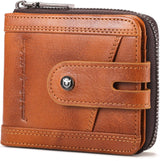 BULLCAPTAIN Billetera de cuero genuino para hombre con cremallera v...