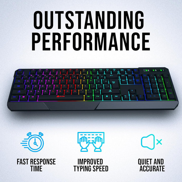 KLIM Chroma - Teclado inalámbrico para juegos con retroiluminación...