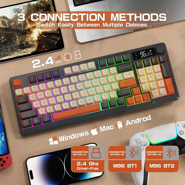 LexonElec Teclado Inalámbrico para Juegos M96, Control de Perilla B...