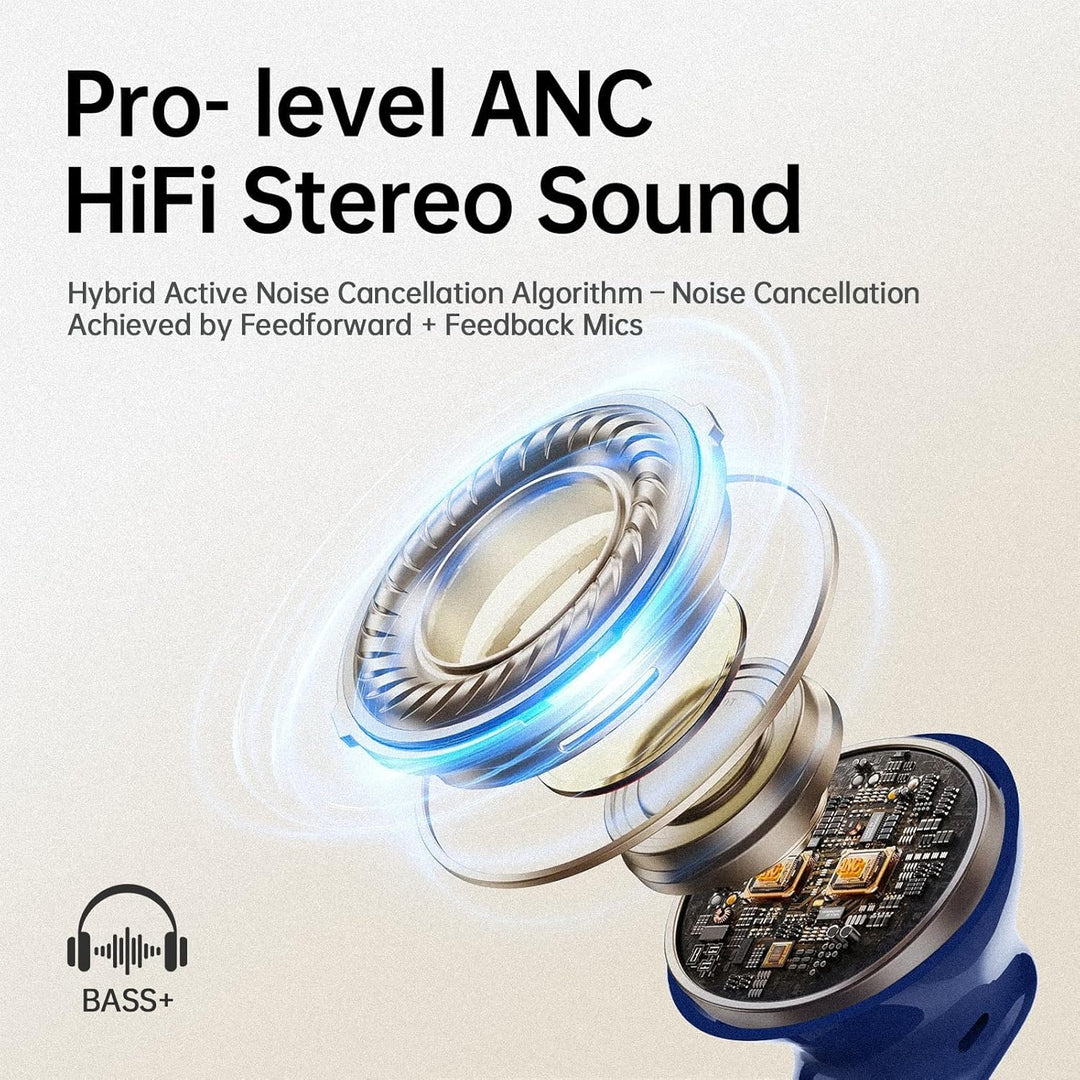 xinwld Auriculares inalámbricos híbridos adaptativos con cancelació...