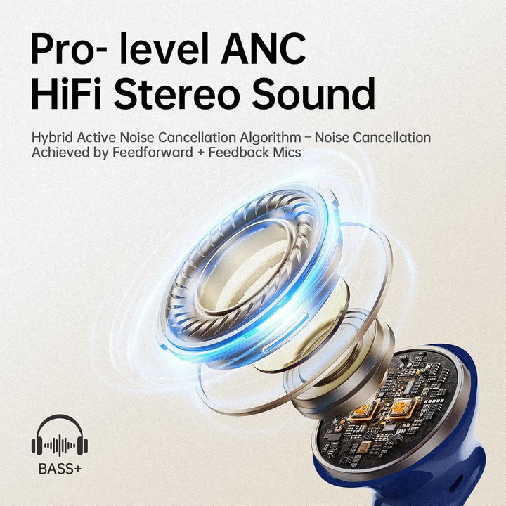 xinwld Auriculares inalámbricos híbridos adaptativos con cancelació...