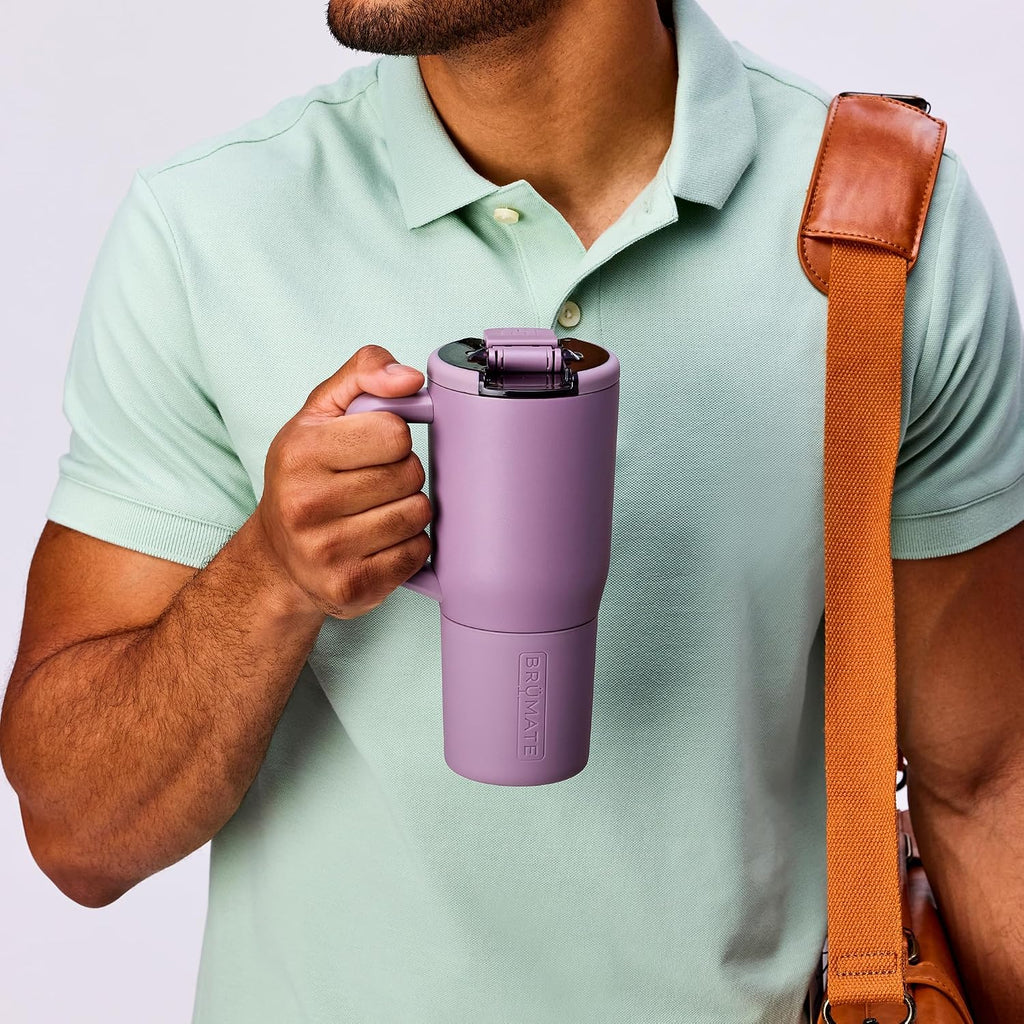 BrüMate Müv - Taza de café aislada 100% a prueba de fugas de 25 onzas con asa y tapa - Taza de café de viaje de acero inoxidable - Taza de café de doble pared (Dune)