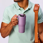 BrüMate Müv - Taza de café aislada 100% a prueba de fugas de 25 onzas con asa y tapa - Taza de café de viaje de acero inoxidable - Taza de café de doble pared (Dune)