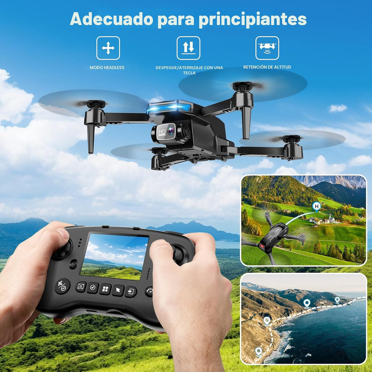 Drone con Camera, Screen en Controller Remote Control Quadcopter FPV Drone