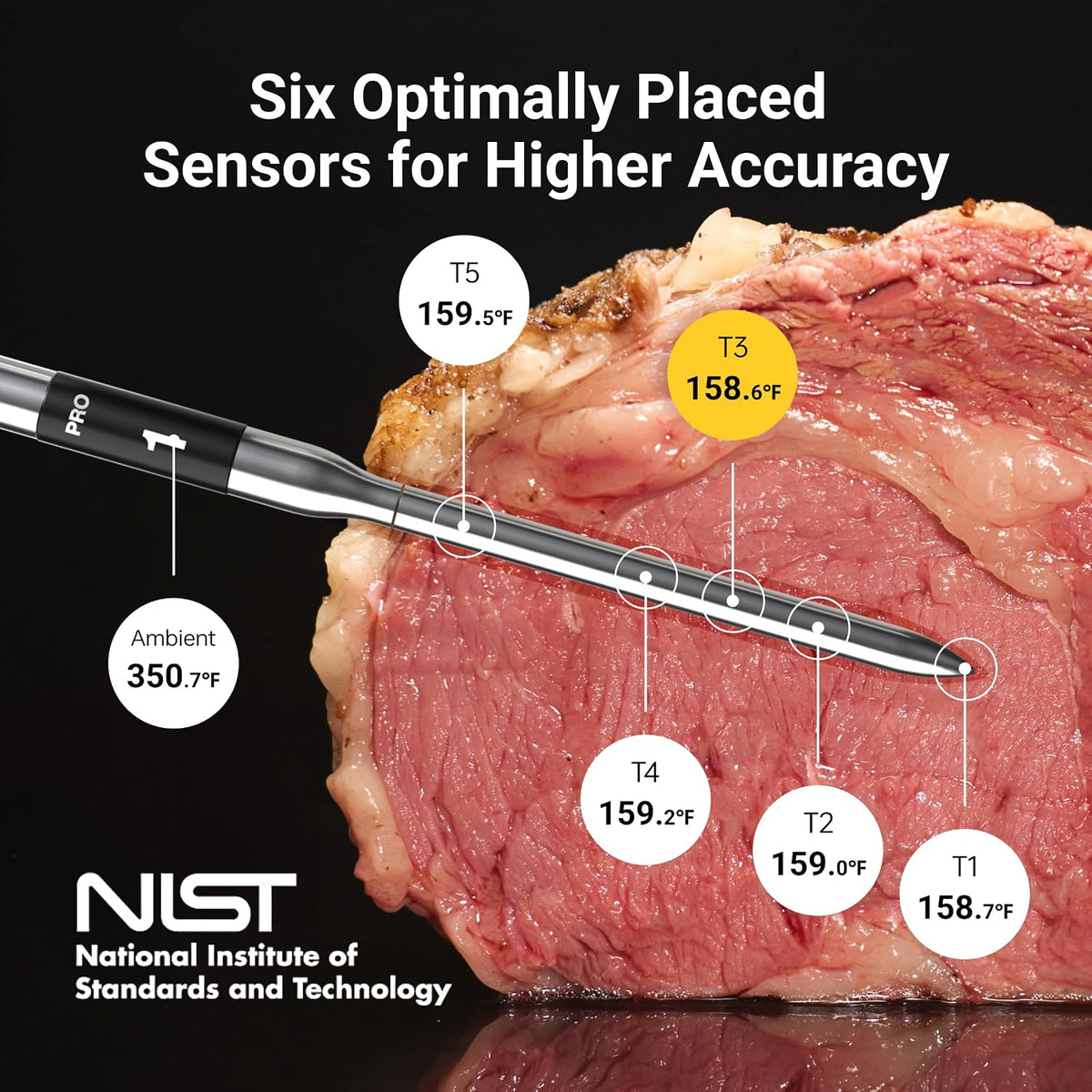 ThermoMaven Termómetro inalámbrico para carne Sub-1G, termómetro WiFi de 4