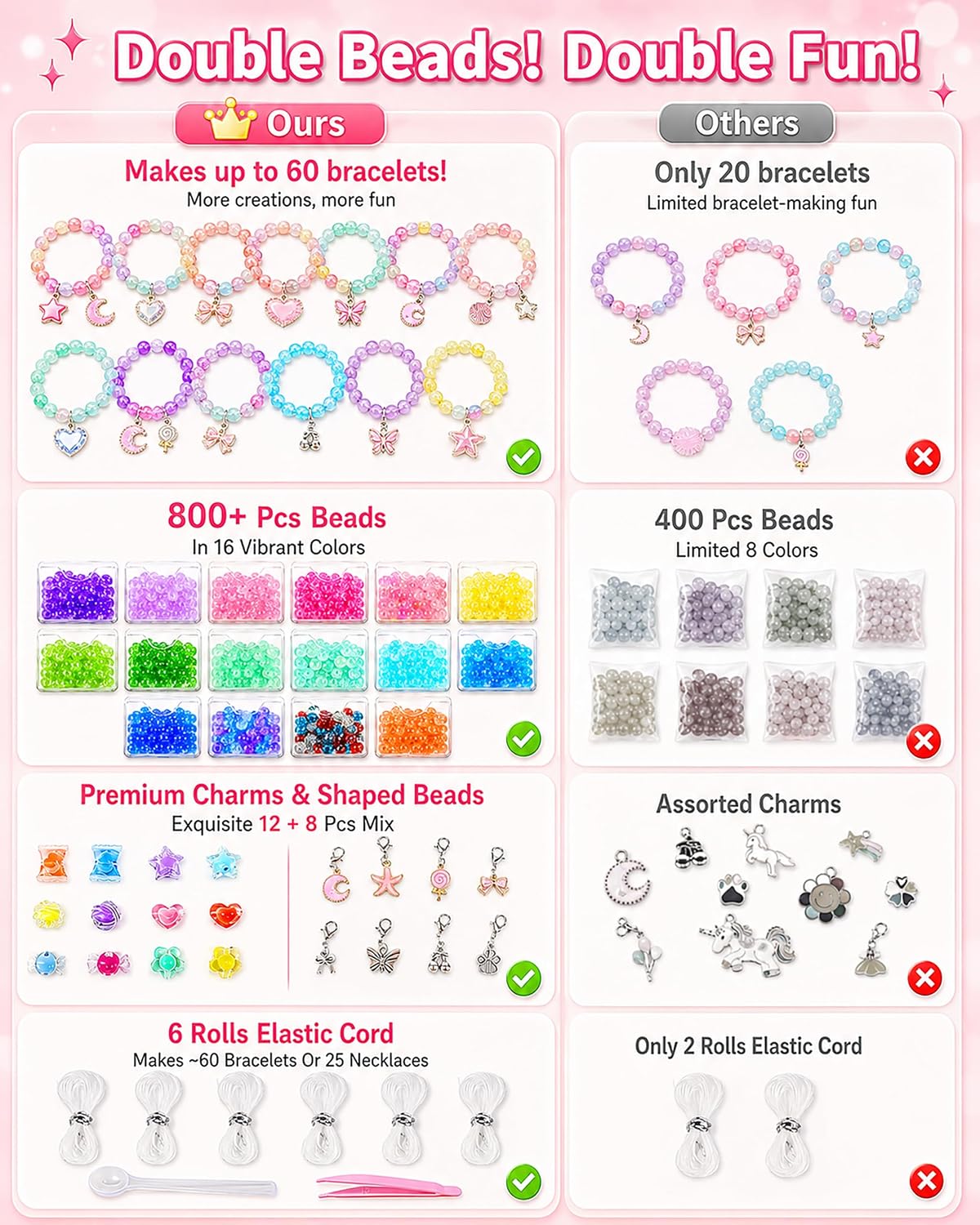 STACTCUTE Máquina para hacer pulseras de cuentas de 820 piezas para niñas 6