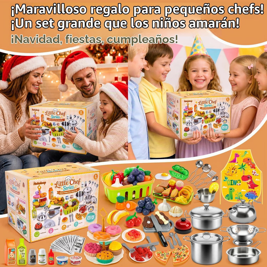 Accesorios de cocina de juego de simulación, 130 piezas de juguetes de