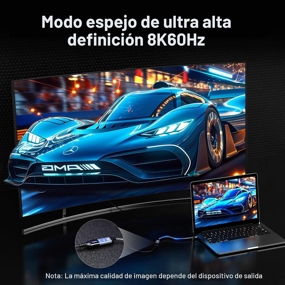 Adaptador USB C a HDMI2.1, cable tipo C a HDMI hembra, 8K @60Hz 4K @144Hz, Thunderbolt 4/5 compatible con MacBook Pro/Air, iPad Pro, iPhone 17 16, HDCP 2.3 y HDR10, 48Gbps, XPS, Galaxy S22