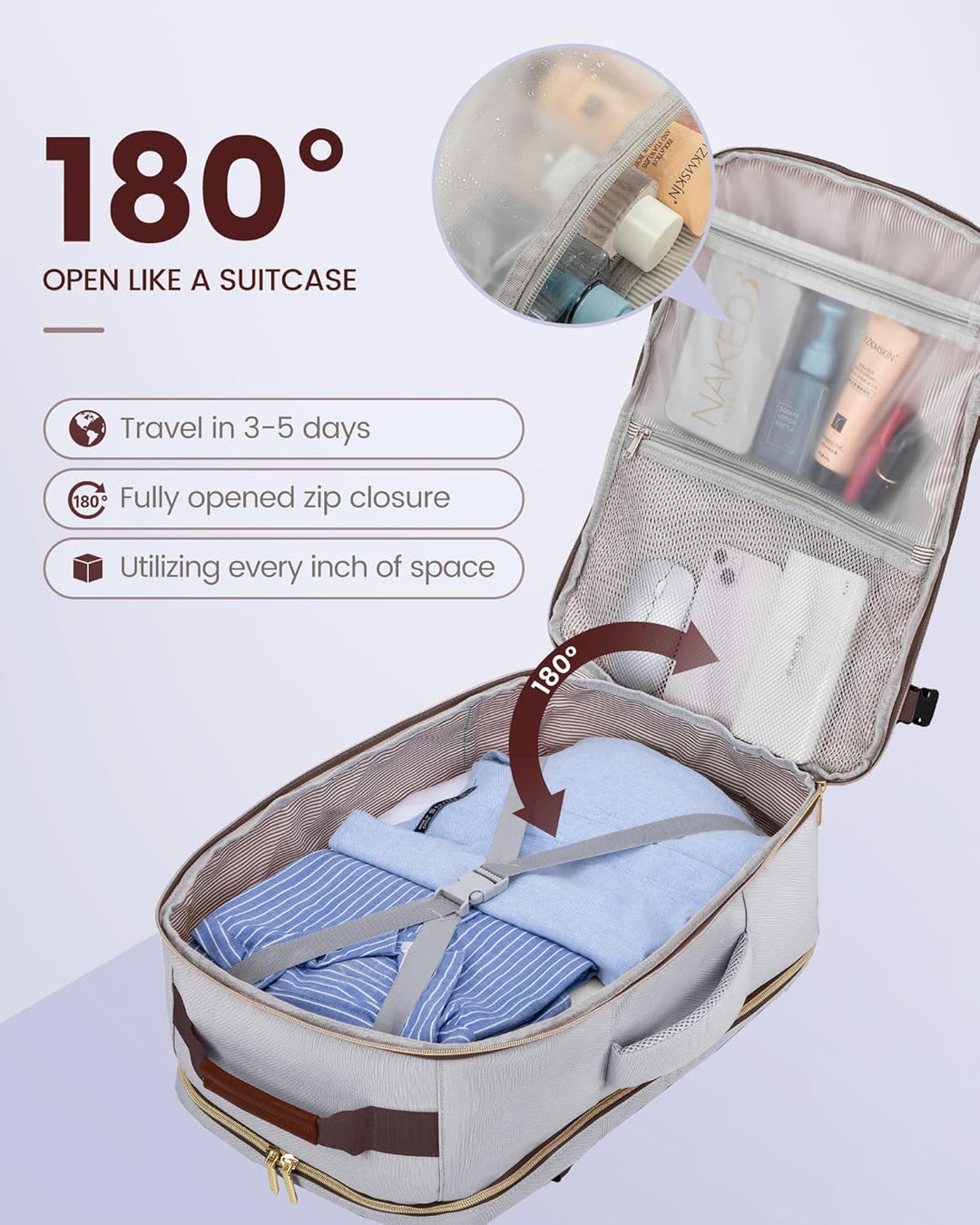 LOVEVOOK Mochila de viaje para mujeres y hombres, 40L, aprobada por...