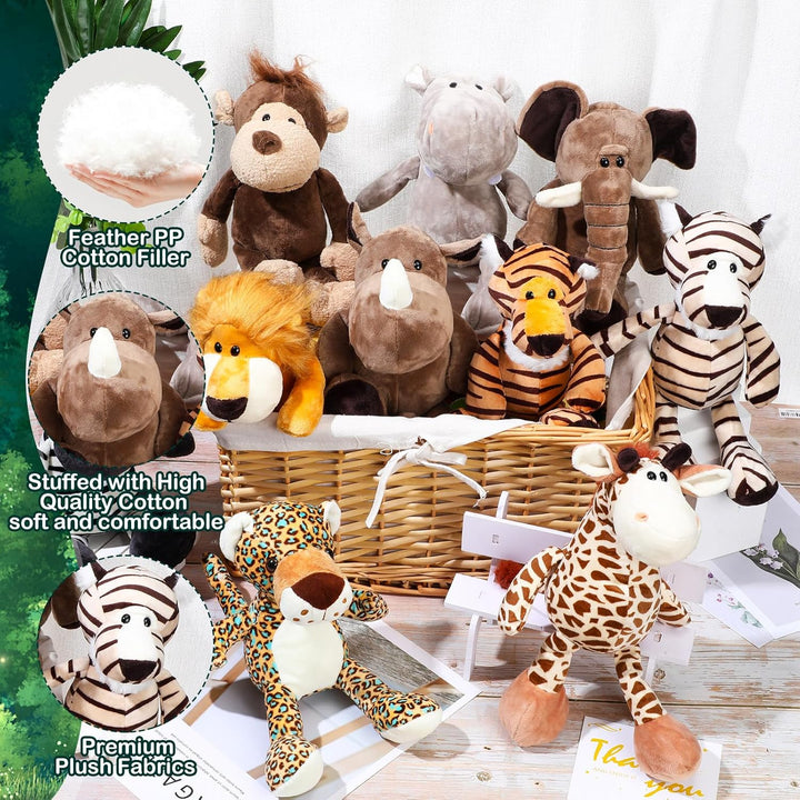 HyDren Juego de 10 animales de peluche de safari de 9 pulgadas y el...