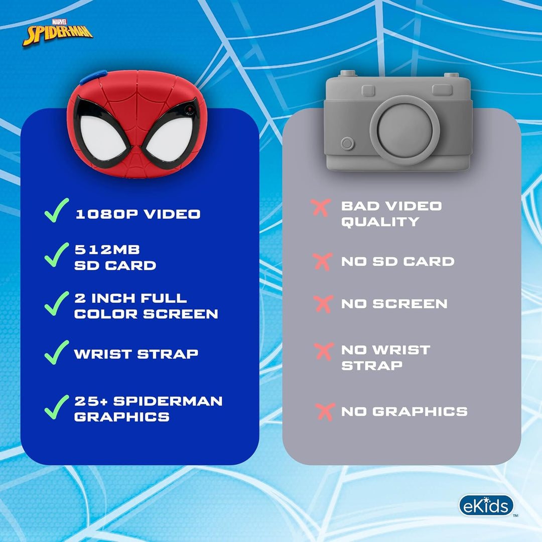 ekids Spiderman - Cámara para niños con tarjeta SD, cámara digital...