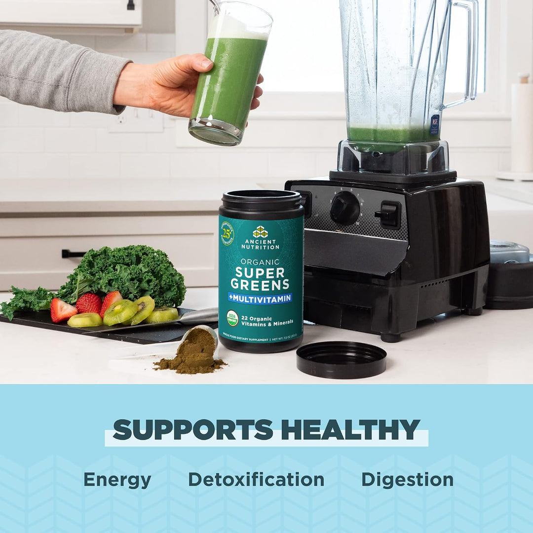Ancient Nutrition, Vitamina en polvo, una botella hecha de frutas r...