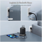 Regleta protectora contra sobretensiones de torre 2100J - 10 tomacorrientes, 2 USB-C (20 W PD), 2 USB-A, cable de extensión de enchufe plano de 6.5 pies para oficina en casa, dormitorio, escritorio