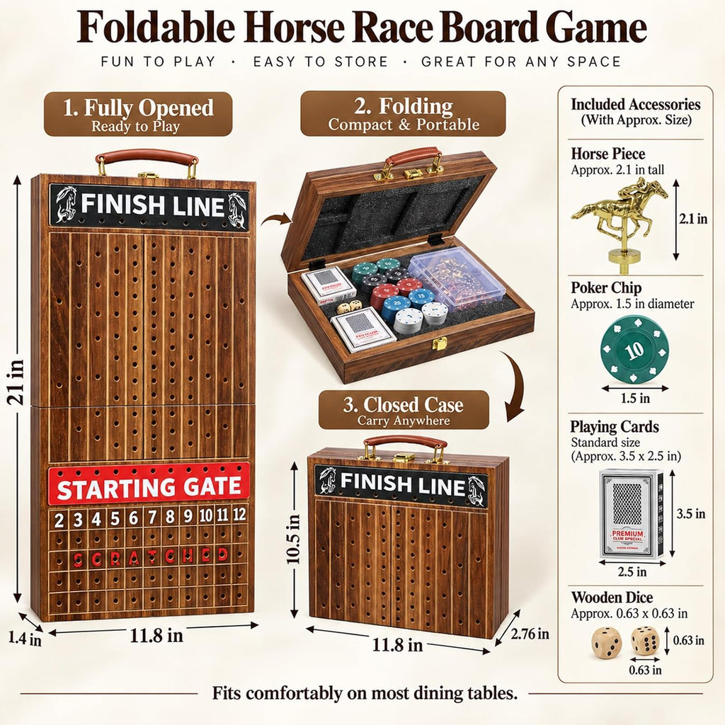 Juego de mesa plegable de carreras de caballos de 21 pulgadas para