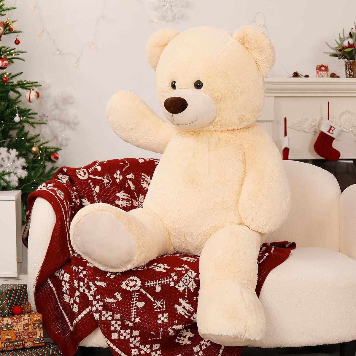 MorisMos Oso de Peluche Gigante Animal de Peluche 3 pies, 36 pulgadas, Oso de Peluche Grande para Decoración de Baby Shower, Animal de Peluche Grande y Suave Juguete de Peluche para Cumpleaños de