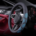 Yangday Funda de cuero para volante de automóvil para Ford F150 F250 F350, 15.5-16 pulgadas, funda antideslizante y transpirable (azul)