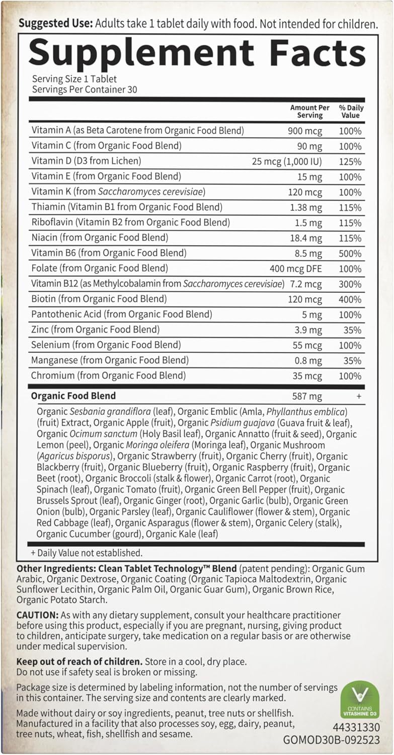 Garden of Life Once Daily Multivitamínico de Alimentos Integrales p...