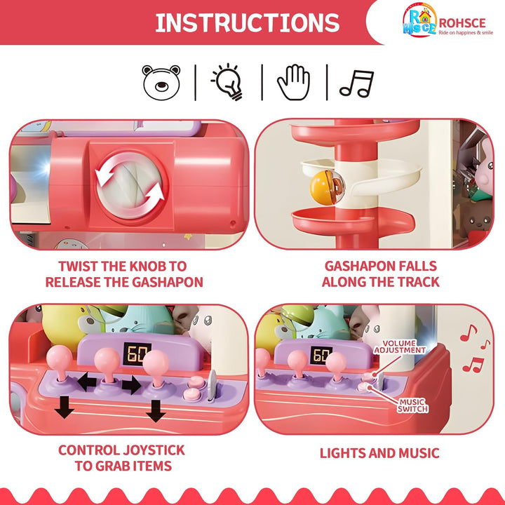 ROHSCE Máquina de garras para niños, mini máquina expendedora de ju...