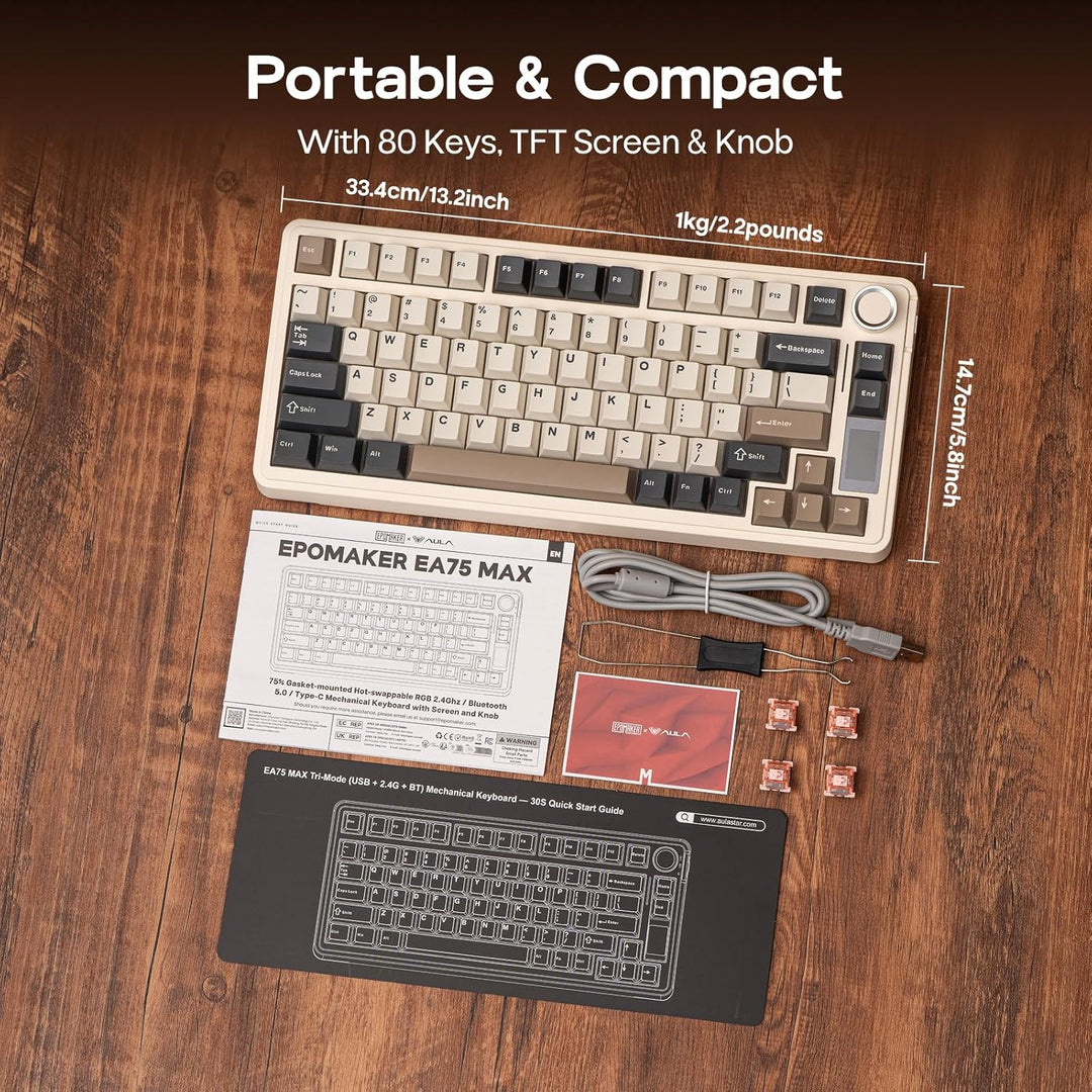EPOMAKER X Aula EA75 MAX Teclado inalámbrico para juegos con pantal...