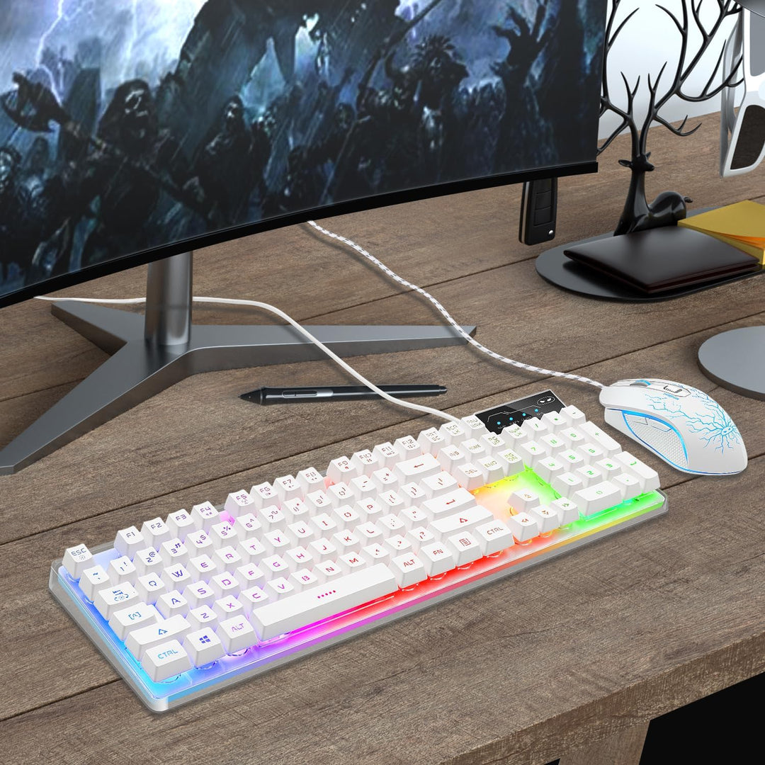 Combo de teclado y mouse para videojuegos de computadora, teclado c...