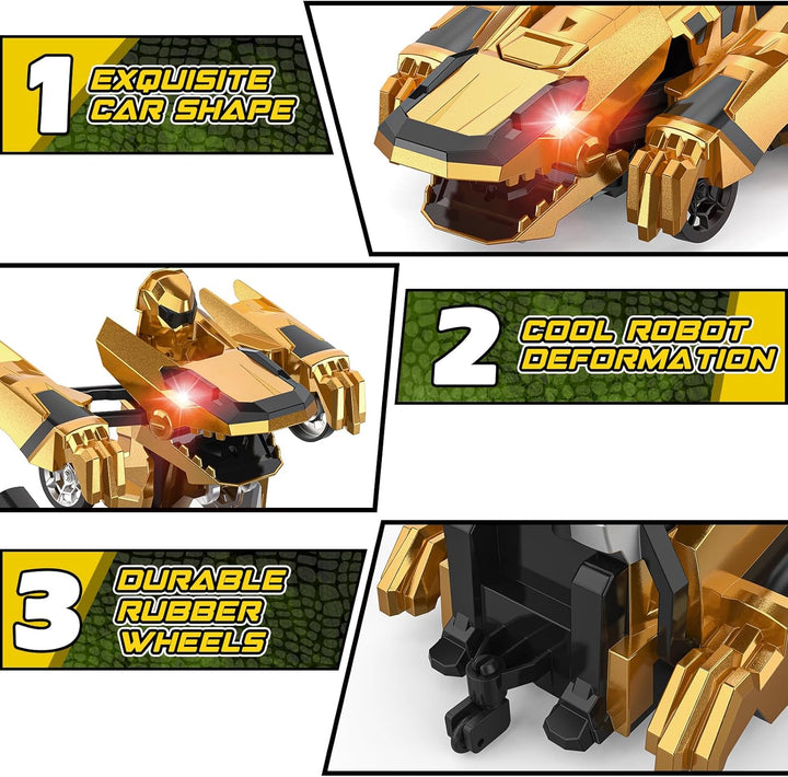 Kroyedfuw Coches de control remoto de dinosaurio, robot transformad...