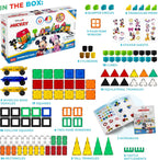 Tytan Juego oficial de azulejos magnéticos de tren gigante de Mickey Mouse Junior de Disney – 112 piezas de juguete STEAM con cubos magnéticos, bases con ruedas, calcomanías reutilizables y manual de