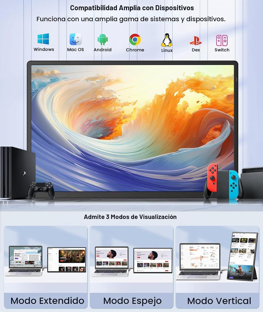 Rizpak - Extensor de pantalla para portátil de 16 pulgadas, monitor...