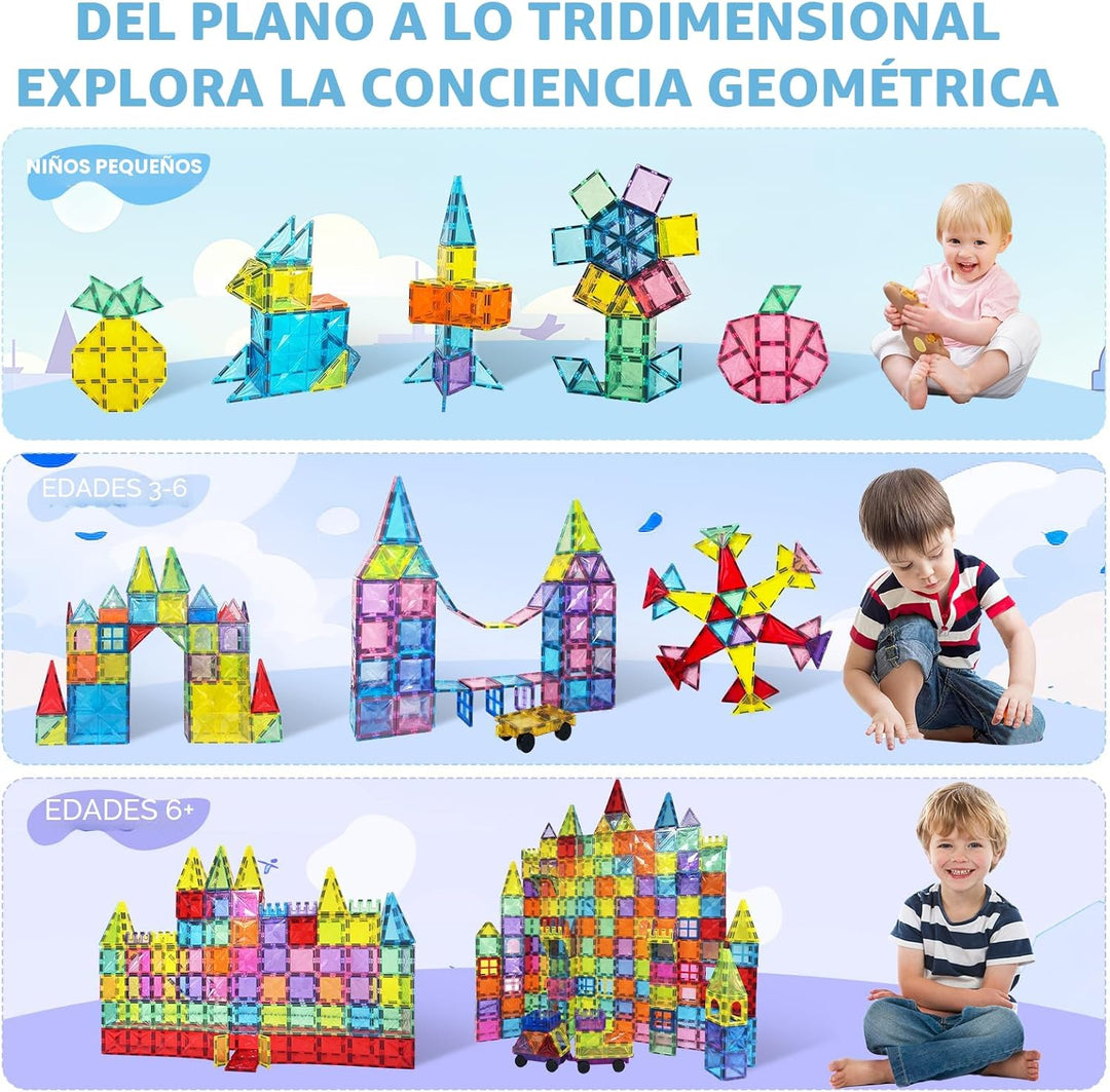 Paaxido Azulejos magnéticos, juego de 100 bloques magnéticos, bloqu...