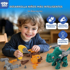 TOY Life Paquete de 3 juguetes de dinosaurio desmontables con herramienta