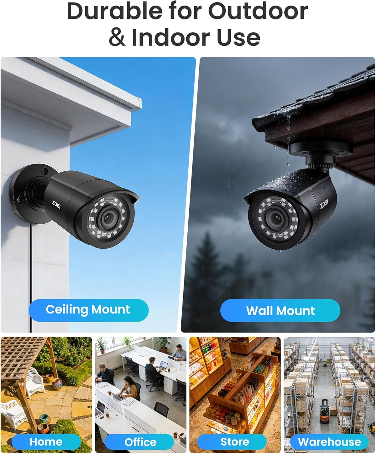 ZOSI 8CH 1080P - Sistema de cámara de seguridad para exteriores con...
