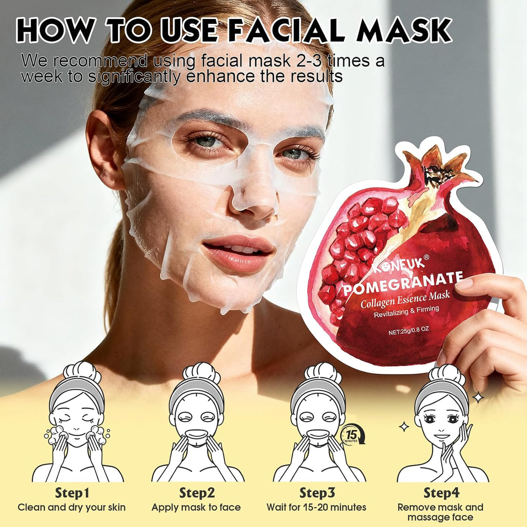 Paquete de 9 mascarillas faciales con forma de fruta para el cuidad...