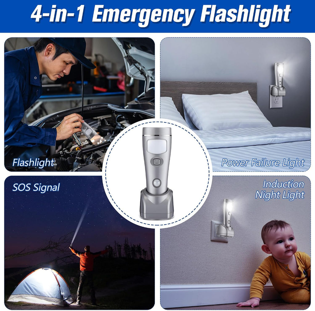 Enhon - Paquete de 2 luces LED de emergencia 4 en 1 para fallas de energía