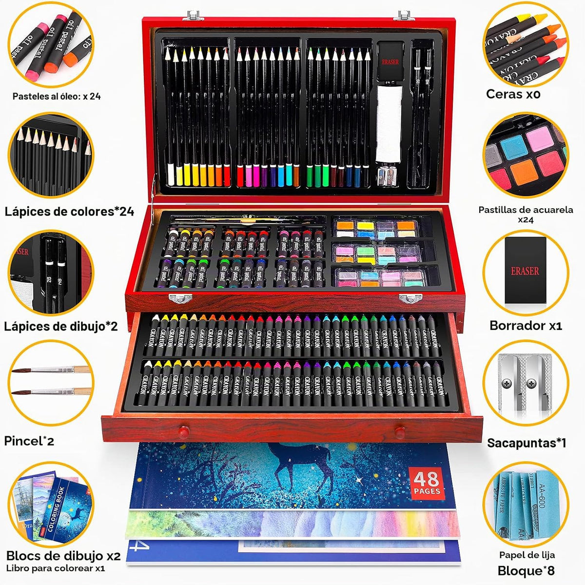 iBayam Suministros de arte, paquete de 150 piezas de arte de lujo, kit de