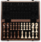 A&A - Caja de ajedrez y damas de madera plegable de 15 pulgadas