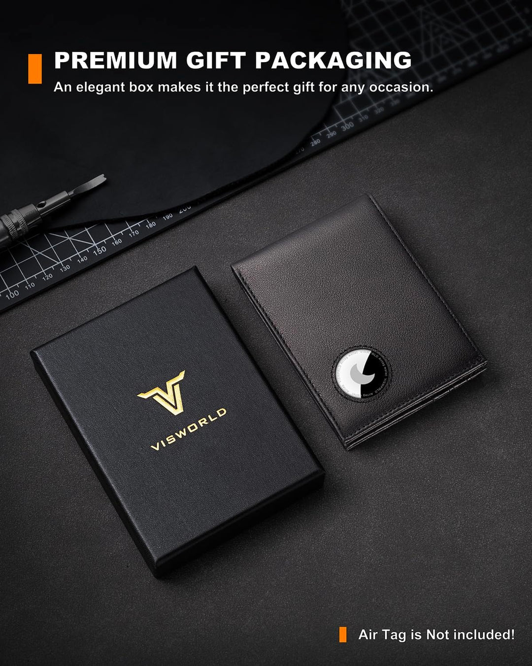 VISWORLD Billetera para hombre con soporte para Airtag, billetera b...