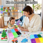 Kit de 11000 cuentas de planchar para niños - Juego de cuentas de 5 mm con 20 colores, juego de manualidades con caja de almacenamiento, tablero de clavijas, papel de planchado y accesorios, juegos de